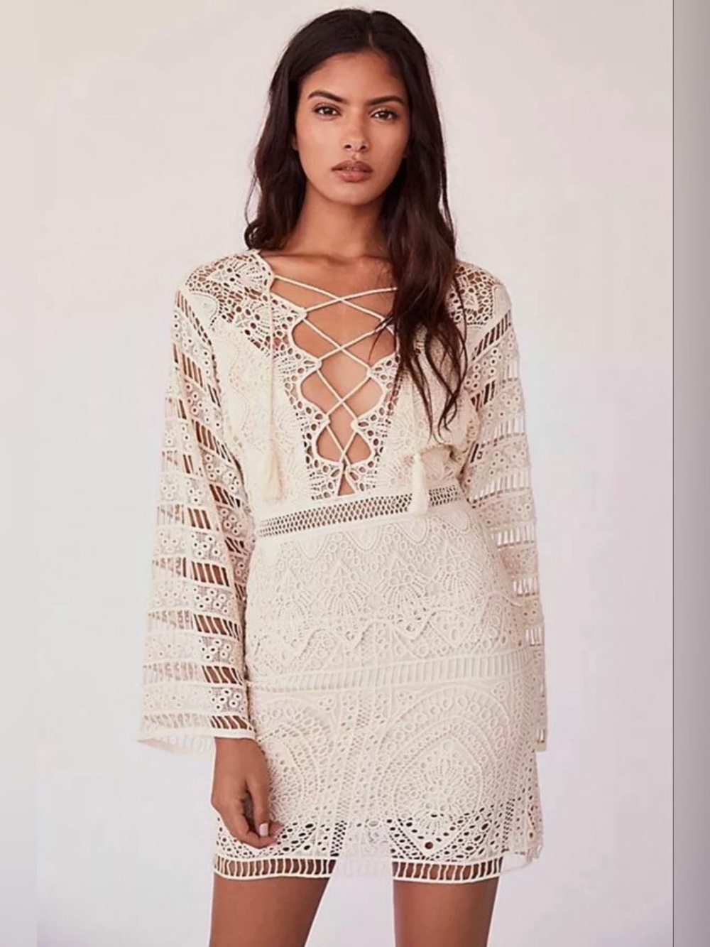 Jen’s pirate booty Lace-Up Crochet mini Dress spell & the Gypsy doen Zimmerman S